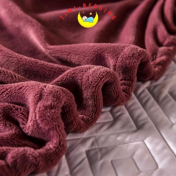 Bộ ga gối nỉ nhung trải giường thương hiệu cao cấp dày đặn, ấm áp - Timibedding