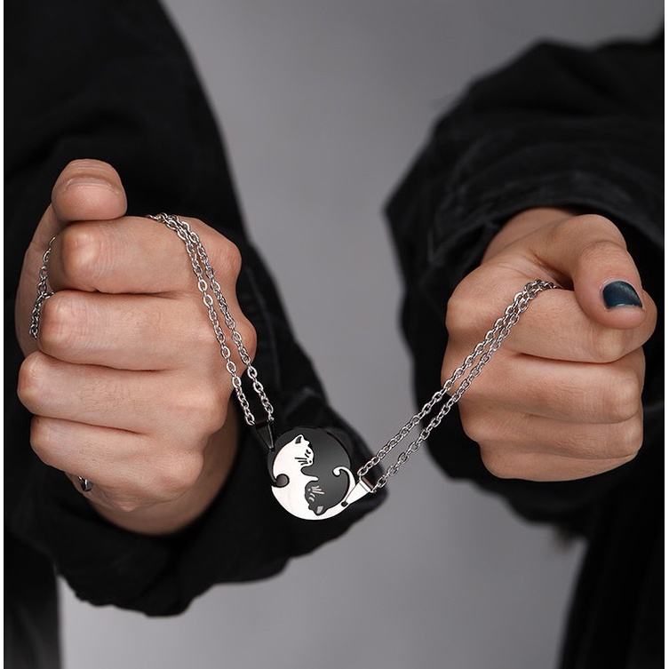 Dây Chuyền Cặp Đôi Mèo Âm Dương Punstore Chất Liệu Thép Titan Không Gỉ - Cặp Đôi Mèo Âm Dương