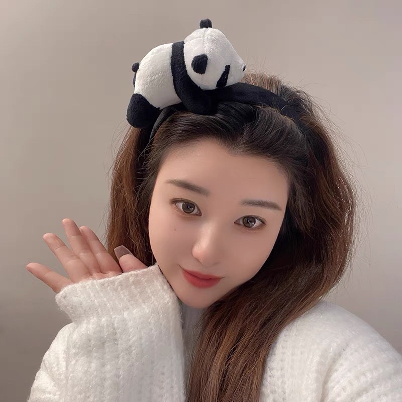 Băng đô cài tóc, bờm tóc hình thú 3D hàn quốc hình gấu trúc