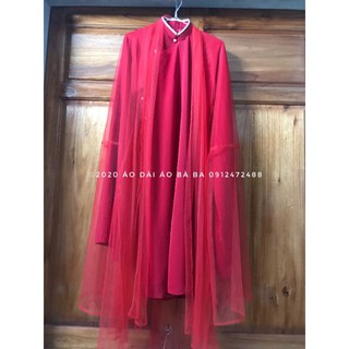 set áo tấc đỏ + áo choàng voan