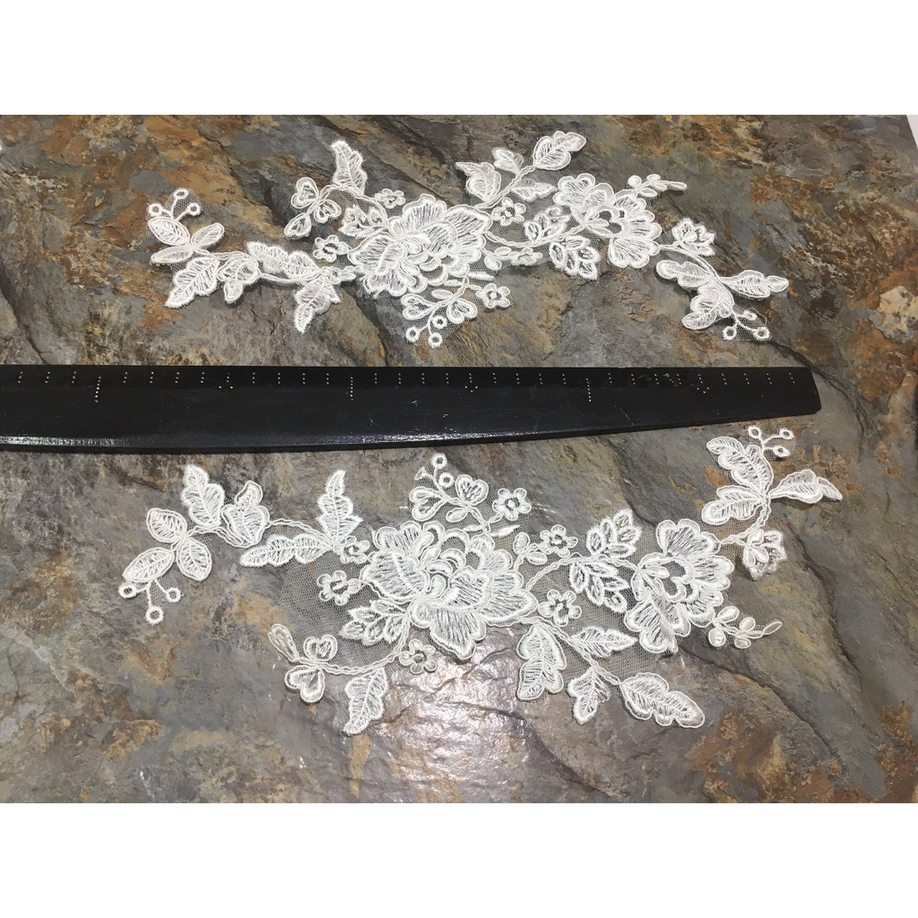 Cặp Ren bông đối cao cấp RB170514 dùng may váy đầm thời trang, váy cưới, làm đồ decor trang trí, đồ lót, váy ngủ...