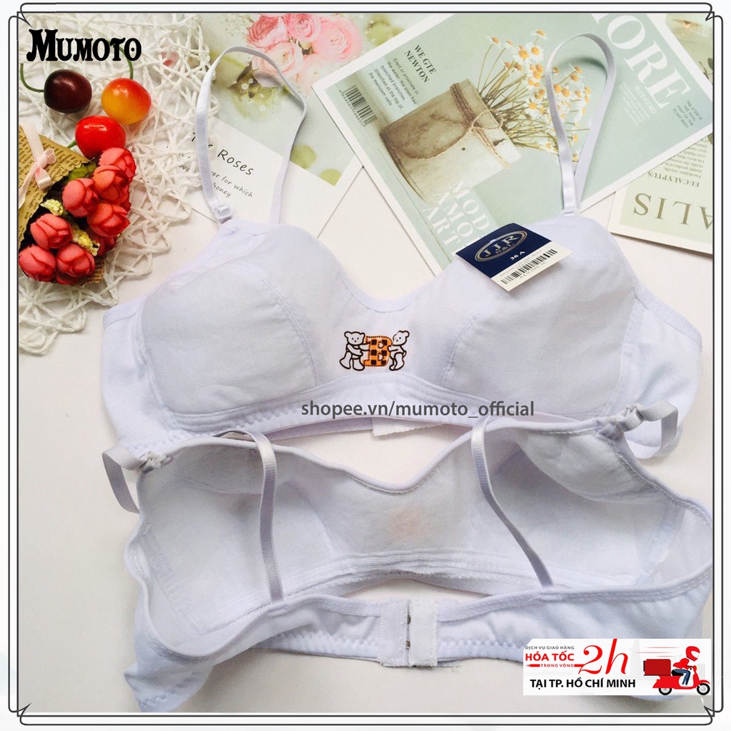 Áo ngực mút mỏng không gọng cotton nữ in hình gấu mềm mịn thoải mái mặc lót cho học sinh, bà bầu AL109