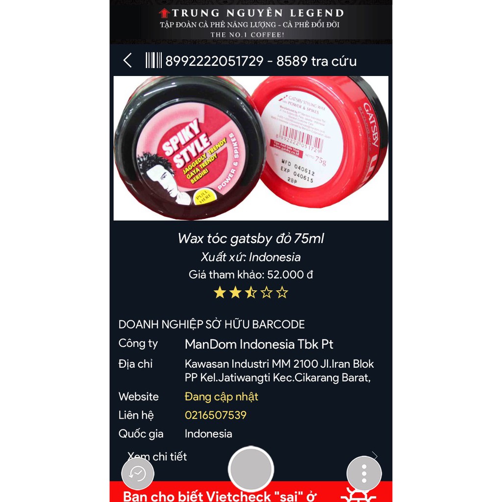 Wax tạo kiểu tóc Gatsby 25g - 75g