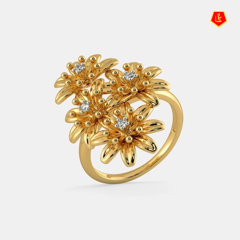 Nhẫn Mạ Vàng 18k Hình Hoa Cúc Sang Trọng