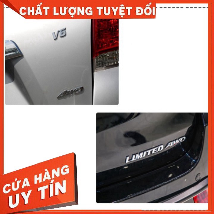 Decal tem chữ AWD inox dán ô tô G40108 QN