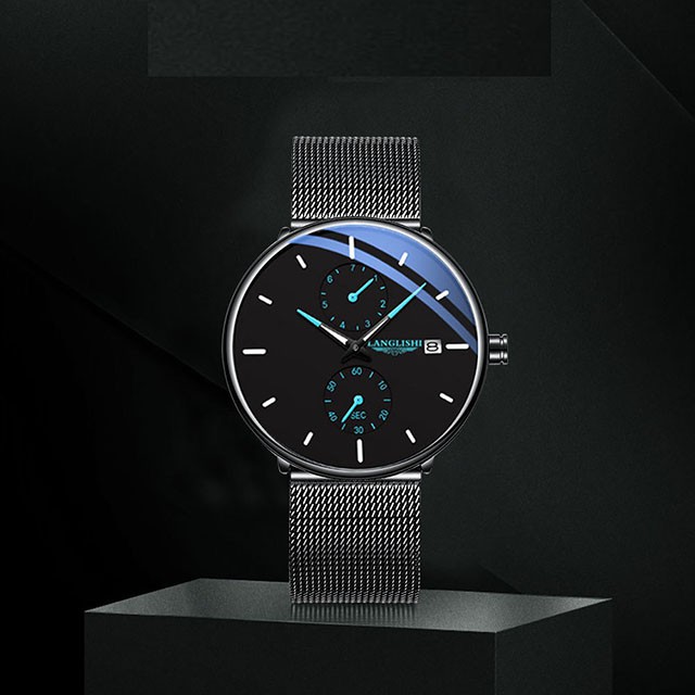Đồng hồ nam chính hãng, đồng hồ nam chính hãng LANGLISHI dây thép không thấm nước cao cấp DH02A - Aka Mart
