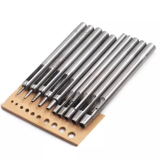 Bộ 10 Dụng Cụ Đục Lỗ Tròn Bằng Thép Cho Đồ Da