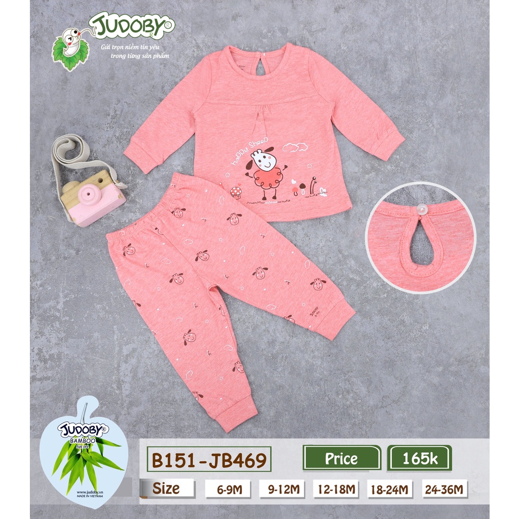 Juduby - Bộ dài tay chất Bamboo sợi tre mềm mịn cho bé 9-36 tháng JB469