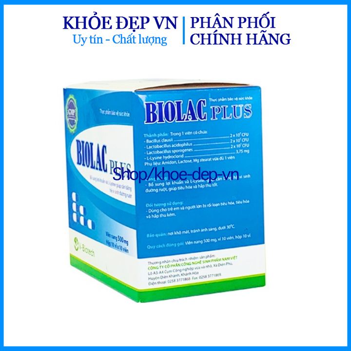 Men tiêu hóa Biolac Plus tăng cường hệ tiêu hóa , giảm đau bụng đầy hơi hộp 100 viên giao mẫu ngẫu nhiên