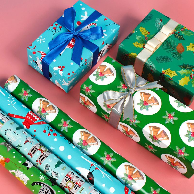 Set 6 Tờ Giấy Gói Quà 50x70cm DIY Dành Cho Tiệc Giáng Sinh / Lễ Hội / Tiệc Tùng