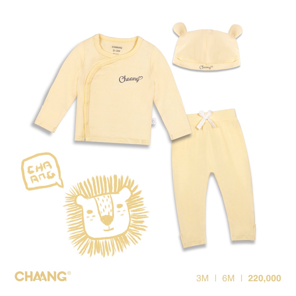 [ CHAANG 2022 - tigger ] Sét bộ quần áo dài tay cúc chéo cho bé sơ sinh có kèm mũ