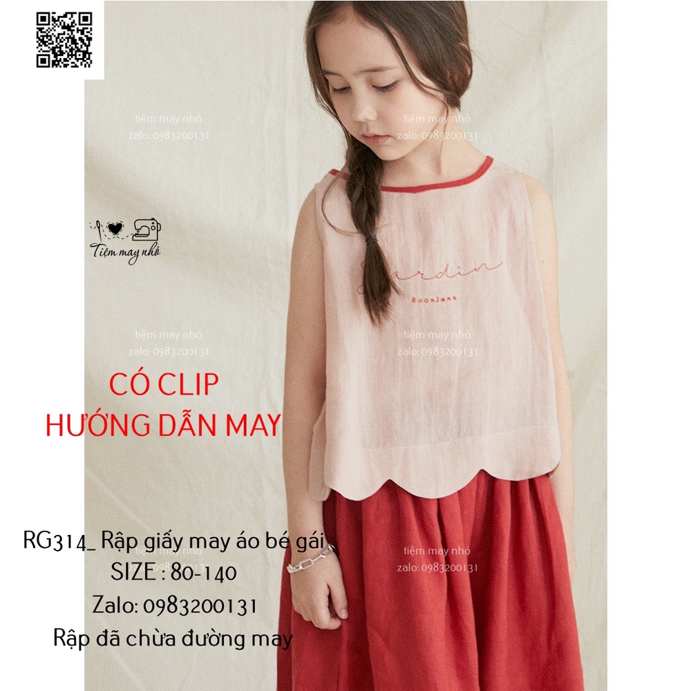 RG341_Rập giấy may áo chéo lưng bé gái