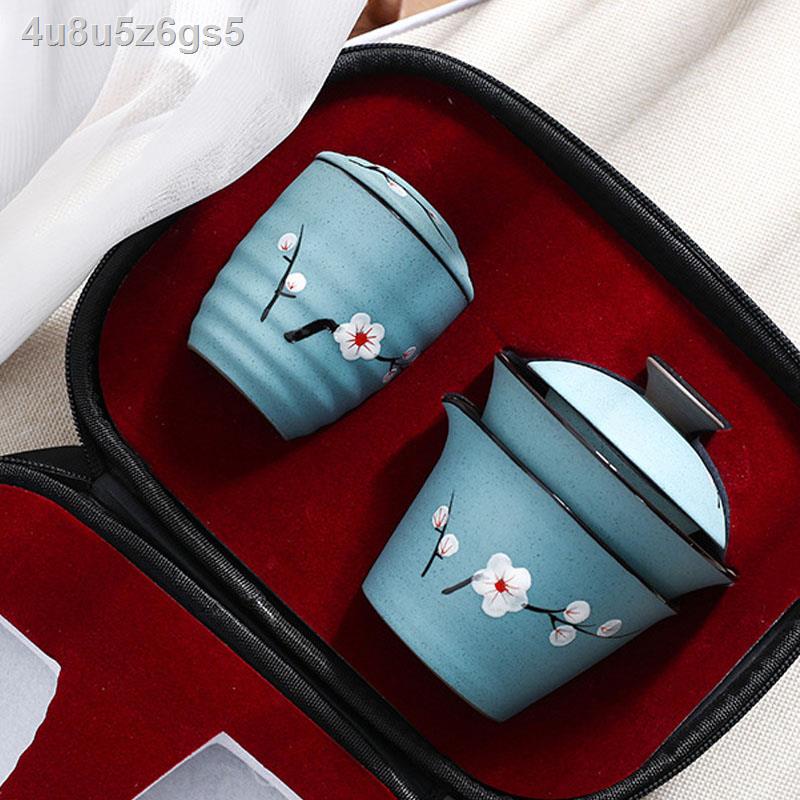 ◑Bộ đồ trà ô tô Zisha ngoài trời, dễ dàng đi ra ngoài, túi đựng bát du lịch Kung Fu cầm tay, cốc đựng nhanh vẽ tay