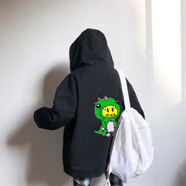 Áo Hoodie CÓ KHÓA KÉO  Áo khoác DÙ nam nữ Unisex CÁ SẤU CÓ NÓN dáng rộng ulzzang Siêu Xinh CHỐNG NẮNG - DƯỚI 70KG