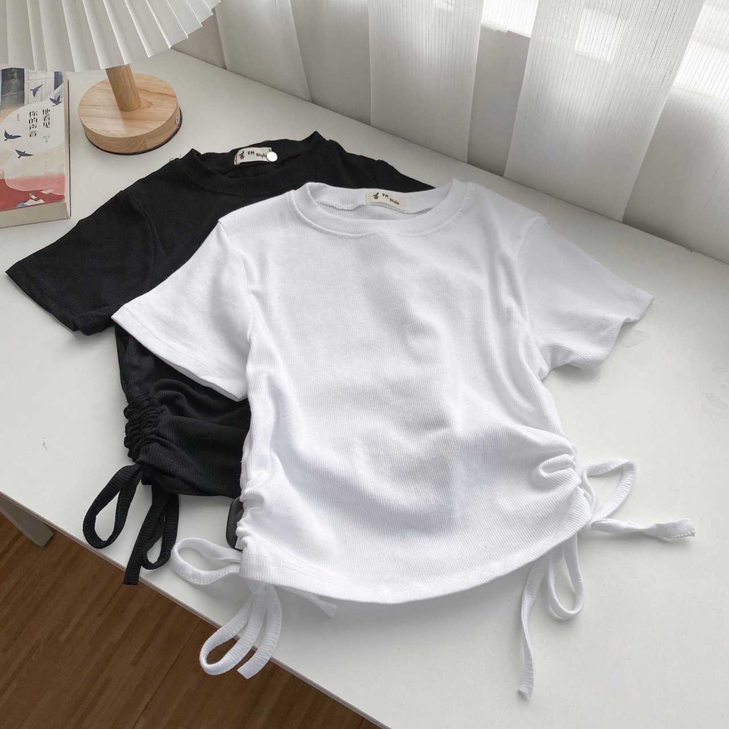 Áo thun tay ngắn rút dây 2 bên đủ màu thời trang nữ Fmstyle Saigon 21TU05T370604 | BigBuy360 - bigbuy360.vn