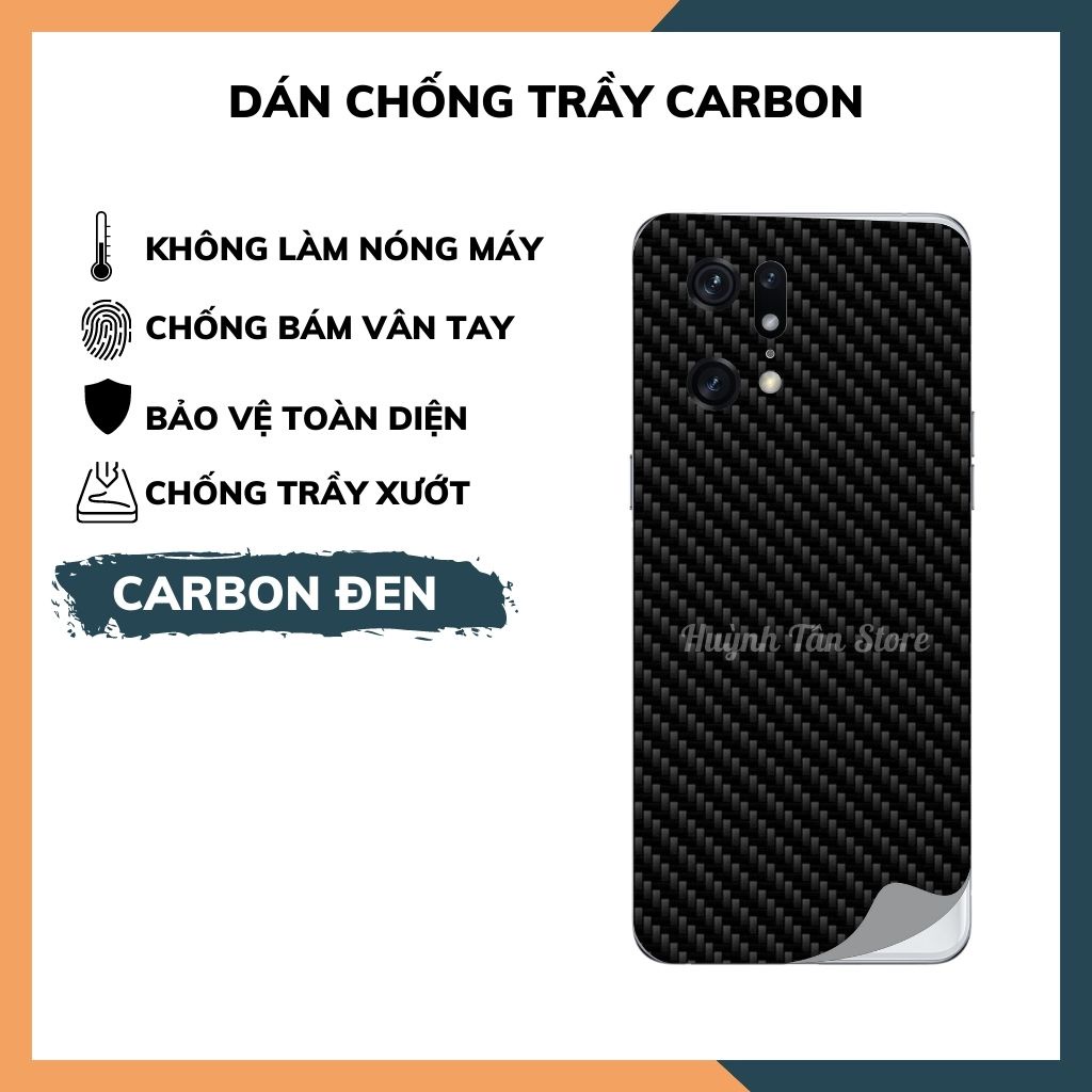 Miếng dán carbon oppo find x5 pro chống trầy mặt lưng chống vân tay bảo vệ camera phụ kiện điện thoại huỳnh tân store