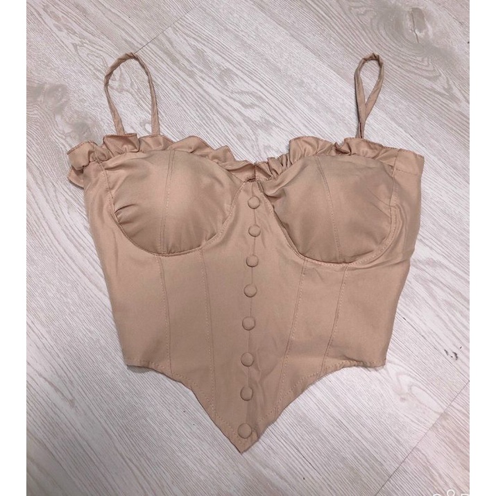 Áo 2 dây mod ngực nút bọc vạt nhọn siêu hot