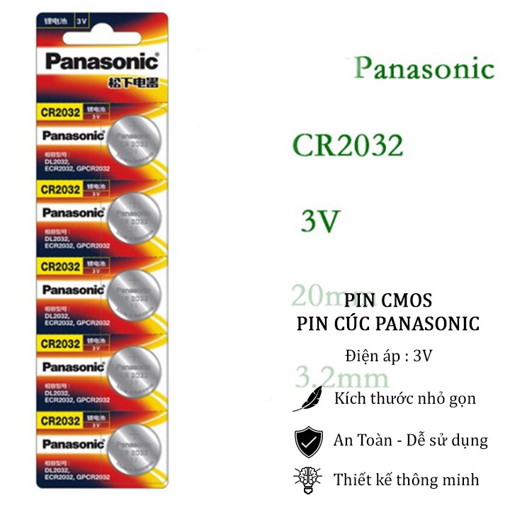 Pin Cmos CR2032 Panasonic Pin cúc áo 3V dùng cho máy tính điều khiển từ xa