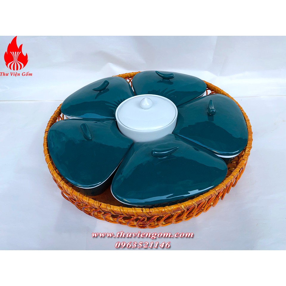 Khay mứt xanh cổ vịt 2021 Gốm sứ Bát Tràng