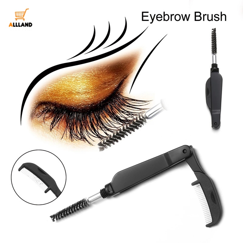 Lược Chải Lông Mi/Lông Mày Hai Đầu Tay Cầm Thẳng Màu Đen Thiết Kế Gấp Gọn Siêu Bền Tiện Lợi