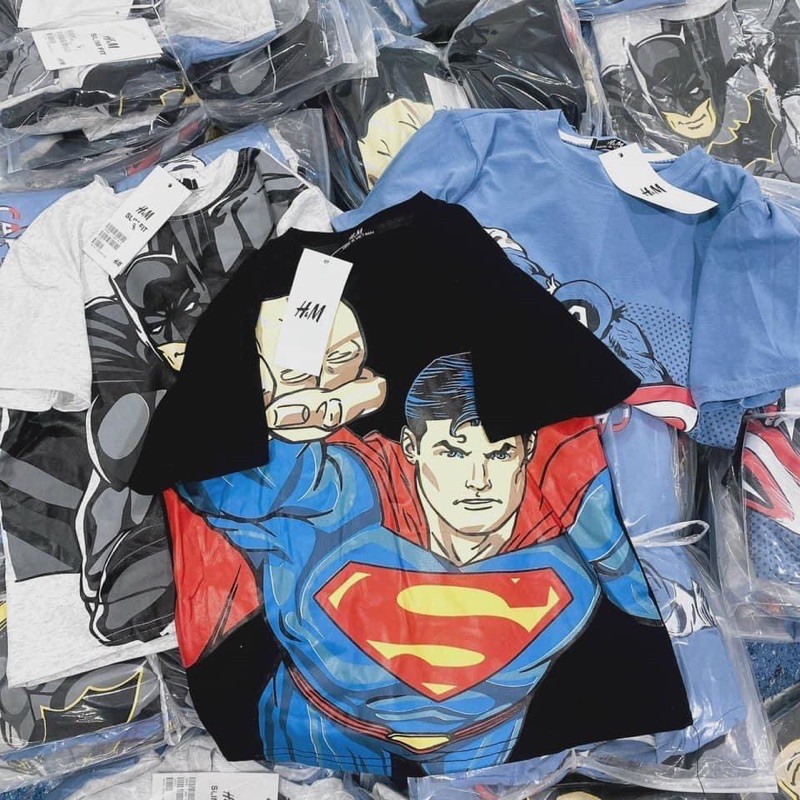set 3 áo phông cho bé hình Batman và siêu nhân