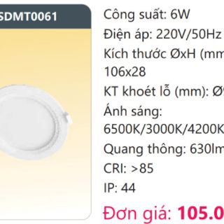 Đèn Led panel âm trần đổi màu 6W Duhal
