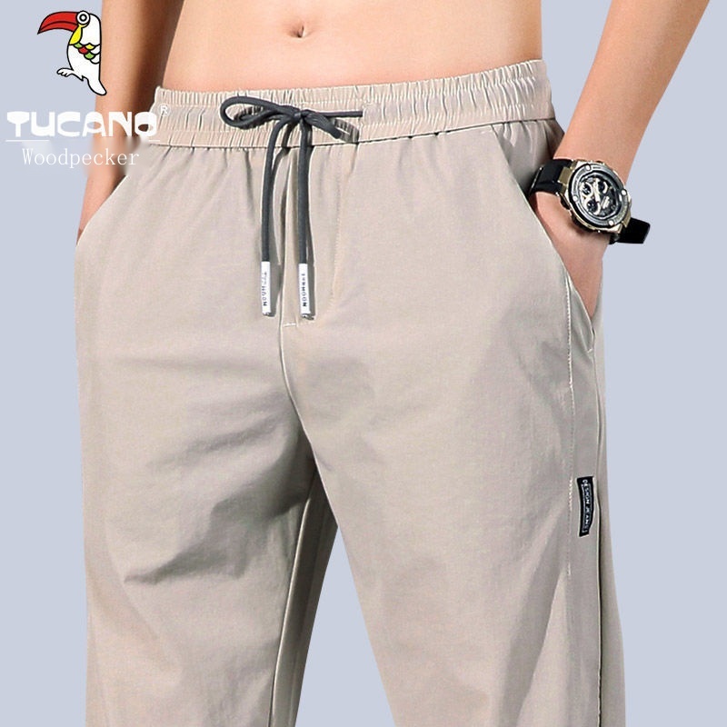 Quần dài thể thao vải lụa lạnh mỏng khô nhanh thoáng khí phong cách mùa hè cho nam