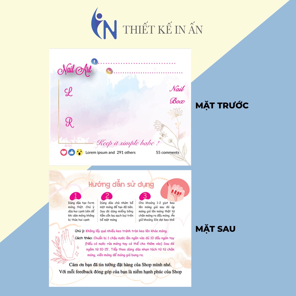 Nhãn mác tag gắn móng giả, nail giả, 50 nhãn bìa cứng Kích thước 9x11cm   MẪU 5