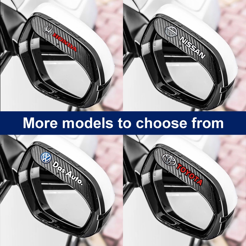 Set 2 Tấm Che Nắng Mưa Họa Tiết Sợi Carbon Cho Gương Chiếu Hậu Xe Hơi