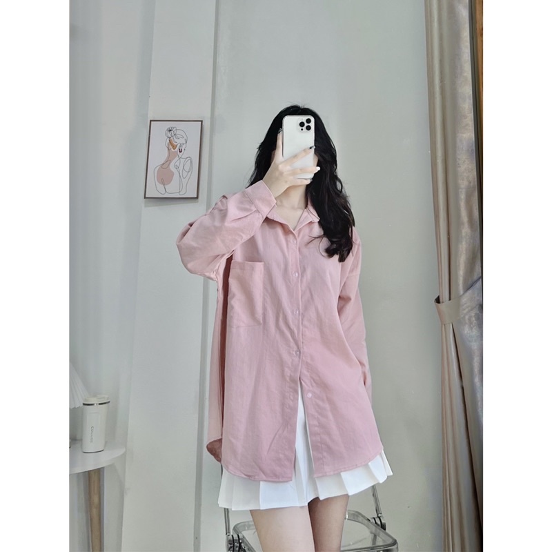 Áo sơ mi nữ kiểu dáng basic form rộng chất dũi