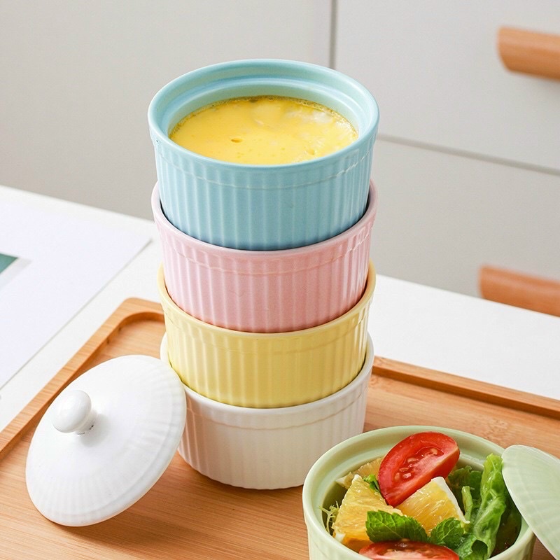 Chén bát ăn dặm ramenkin có nắp_Ăn dặm kiểu nhật_bát sứ cho bé ăn dặm 125ml