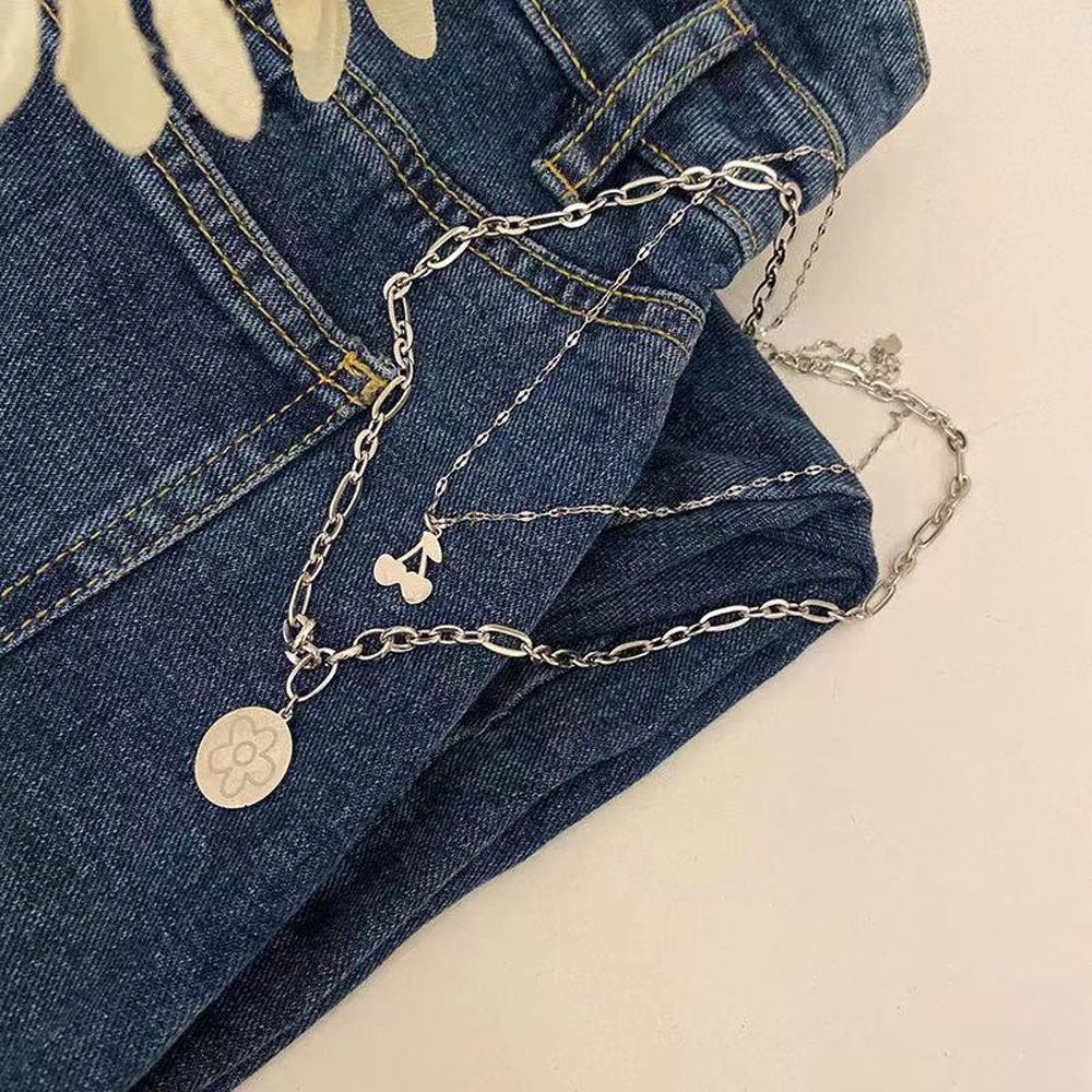 Vòng cổ Hai Lớp Phối Mặt Hình Quả Cherry Nhiều Màu Thời Trang Cổ Điển Cho Nữ