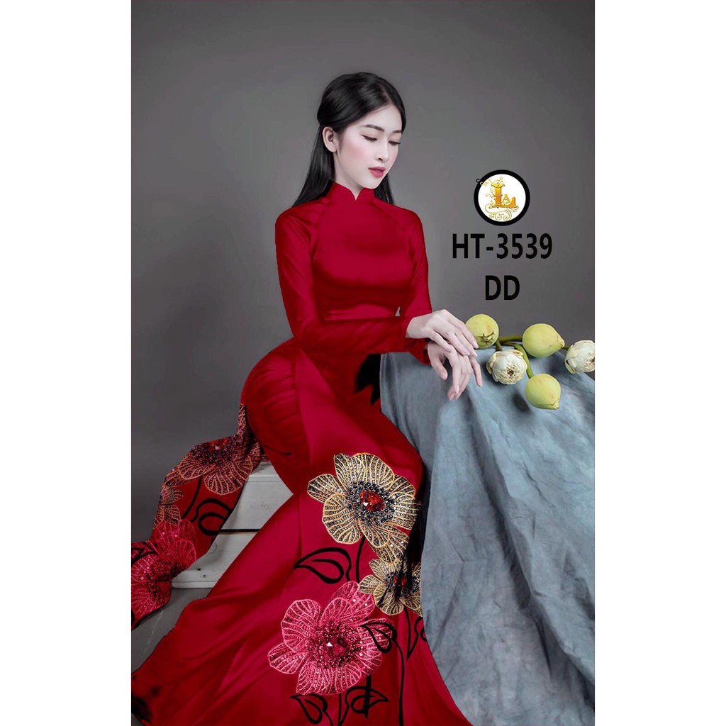 VẢI MAY ÁO DÀI HOA TÀ IN3D HOA CỰC ĐẸP LỤA VÂN GỖ SANG TRỌNG