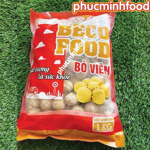 Bò viên Beco đóng gói 1000 Gram dùng cho xiên que và thả lẩu