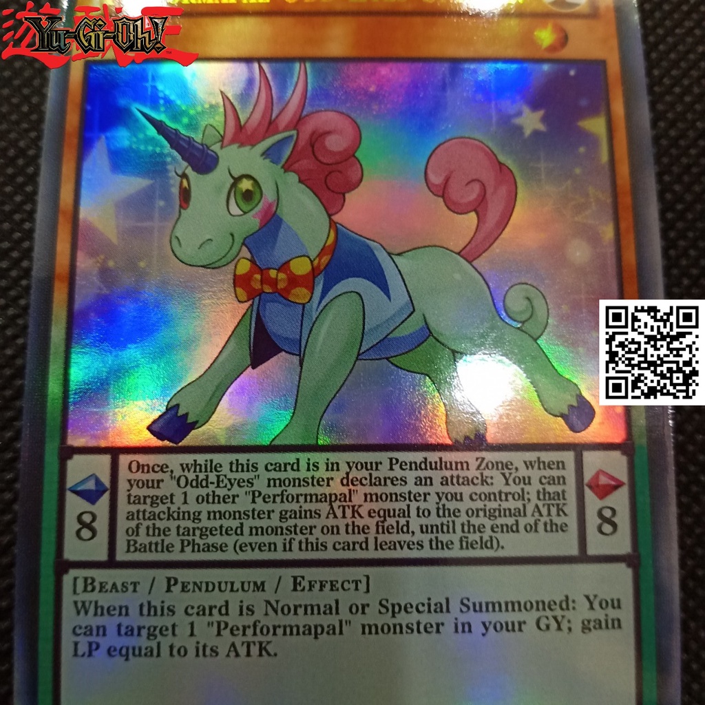 Lá yugioh Performapal Odd Eyes Unicorn có tem bạc phản quang bài hiệu ứng phản quang TẶNG Sleeves bọc bài 1458 D2 87