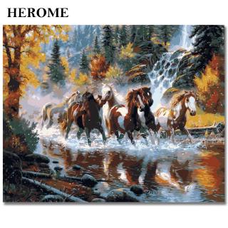 Tranh Sơn Dầu Hình Con Ngựa Trang Trí Nội Thất 40x50cm