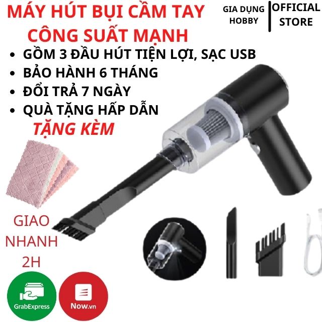 [HÀNG LOẠI 1] Máy Hút Bụi Cầm Tay, Máy Hút Bụi Mini Không Dây, Vệ Sinh Ô Tô, Gia Đình, Hút Bụi Giường Nệm, Lông Chó Mèo