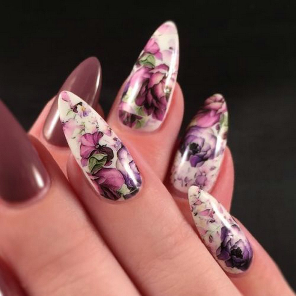 Decal Nước Họa Tiết Hoa Dán Móng Nghệ Thuật