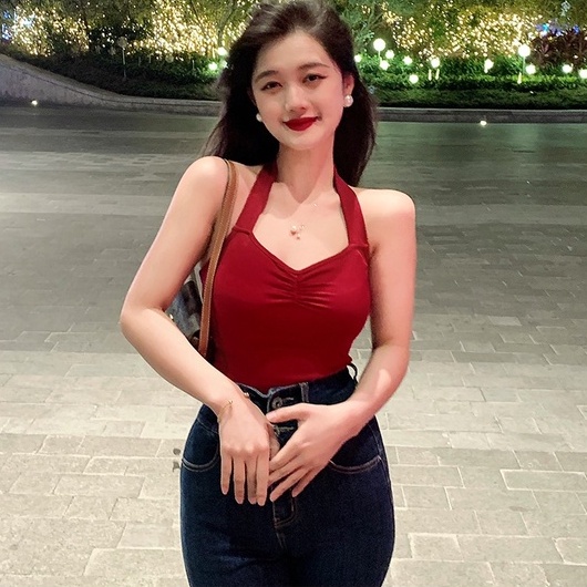 Áo dây ZHELIHANGFEI dệt kim phong cách quyến rũ