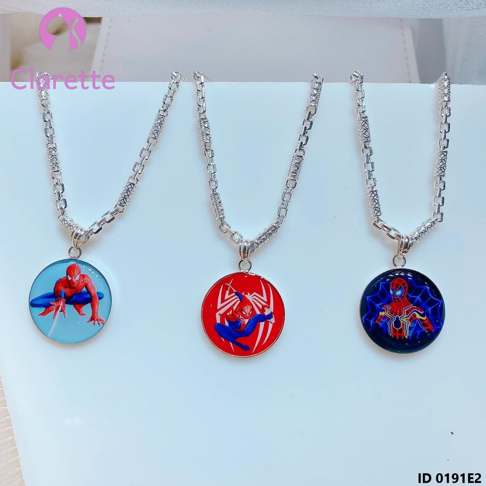 Vòng cổ bạc cho bé nam hình siêu nhân, hình người nhện, hình người dơi khắc tên theo yêu cầu Clarette 0191E