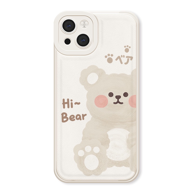 Ốp lưng iphone ốp Điện Thoại Da MINI Màu Trơn In Hình Gấu Hoạt Hình Cho iPhone 14 13 12 11 PROMAX XS XR XSMAX SE2020 6 7 8PLUS