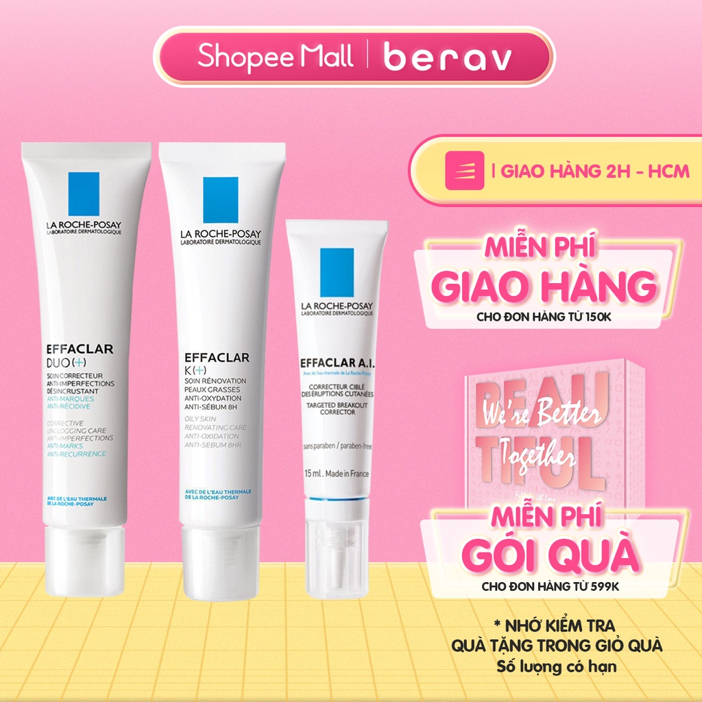 Kem giảm mụn La Roche-Posay Effaclar Duo+ /A.I/ K+ thông thoáng lỗ chân lông ngừa thâm, sạch mụn đầu đen