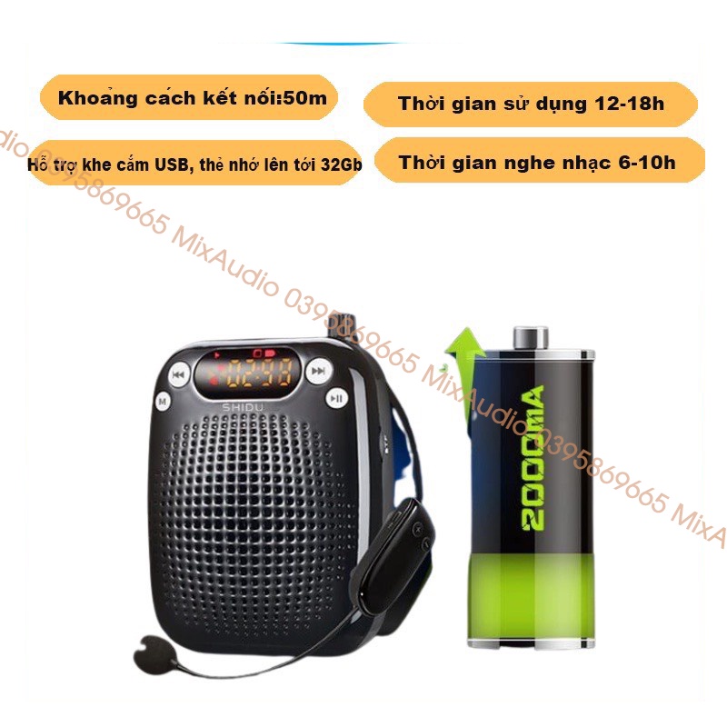 Máy trợ giảng SHIDU SD-S611 cao cấp có dây-không dây, Âm lượng lớn 10w, Bảo Hành 12 Tháng