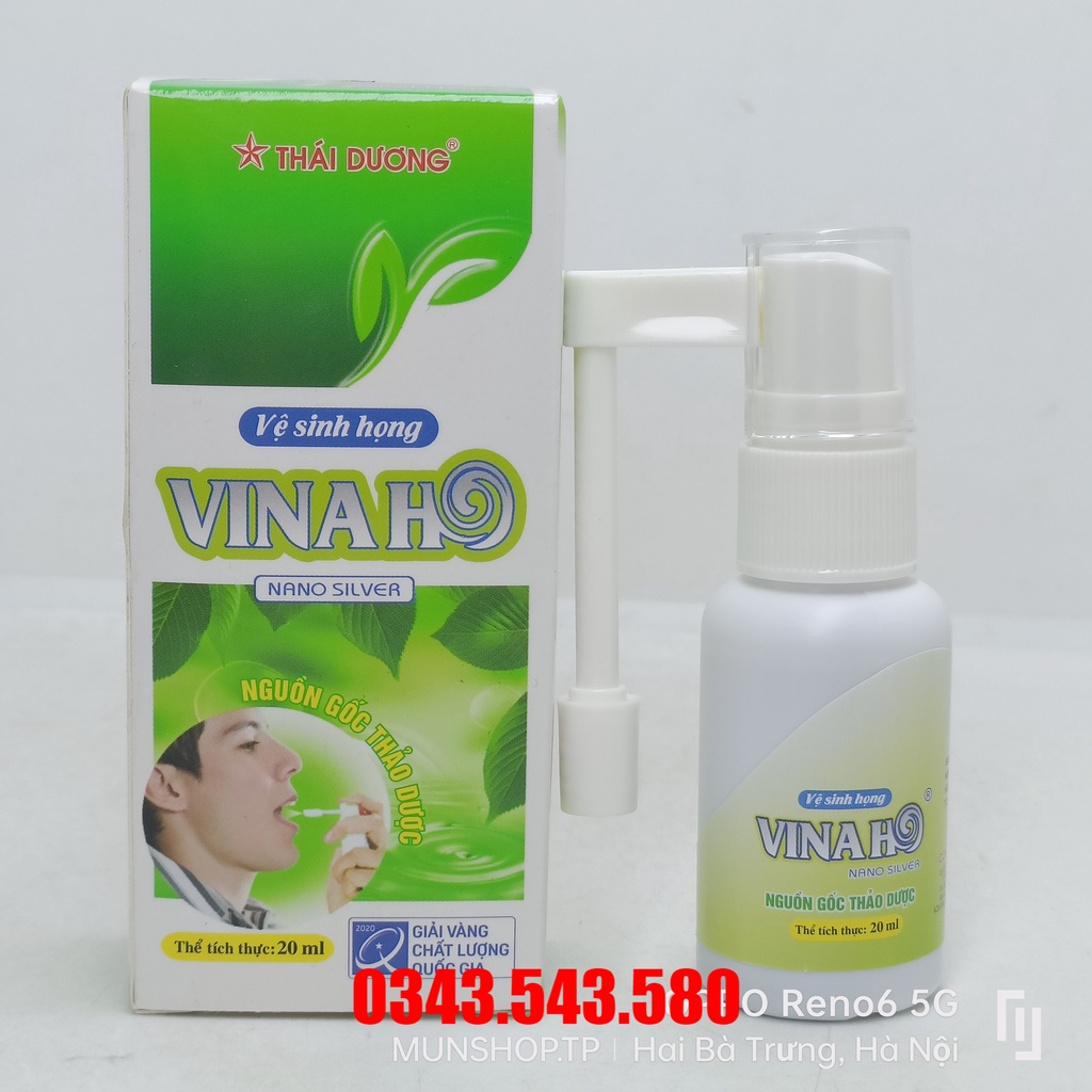 Xịt họng VINAHO Sao Thái Dương - Hỗ trợ làm giảm các chứng ho chai xịt 20ml