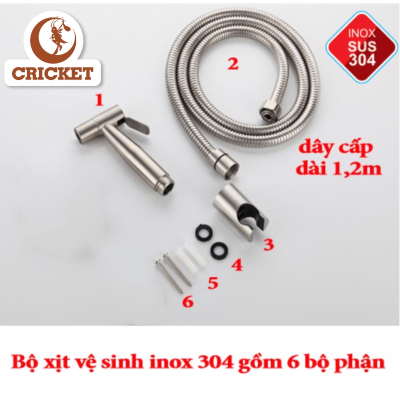 Bộ vòi xịt vệ sinh INOX 304 thân vòi đúc, xịt mạnh đầu xịt có thể tháo rời vệ sinh chống tắc nghẹt (KBVX01)