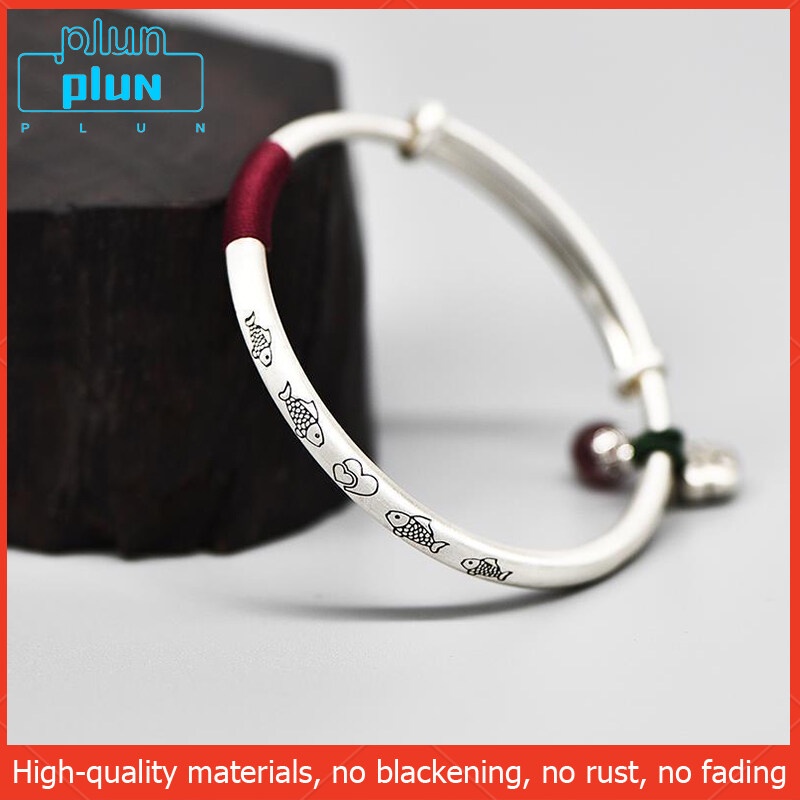 plun-Vòng tay cá chép hoa sen tốt lành mạnh khỏe Vòng tay đá pha lê cá chép tăng may mắn và sự nghiệp thăng tiến Vòng tay bạc cổ rắn