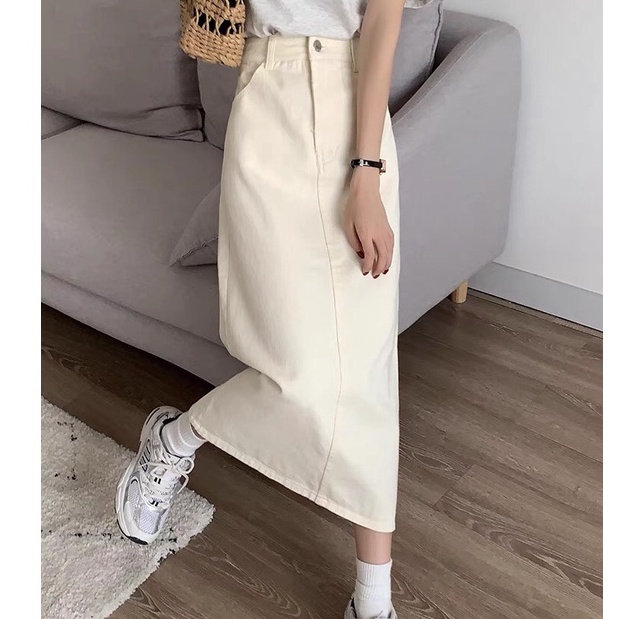 Chân váy jean dáng dài, chân váy demin nữ cao cấp ordeer Taobao đồ ulzzang phong cách Hàn Quốc 2021