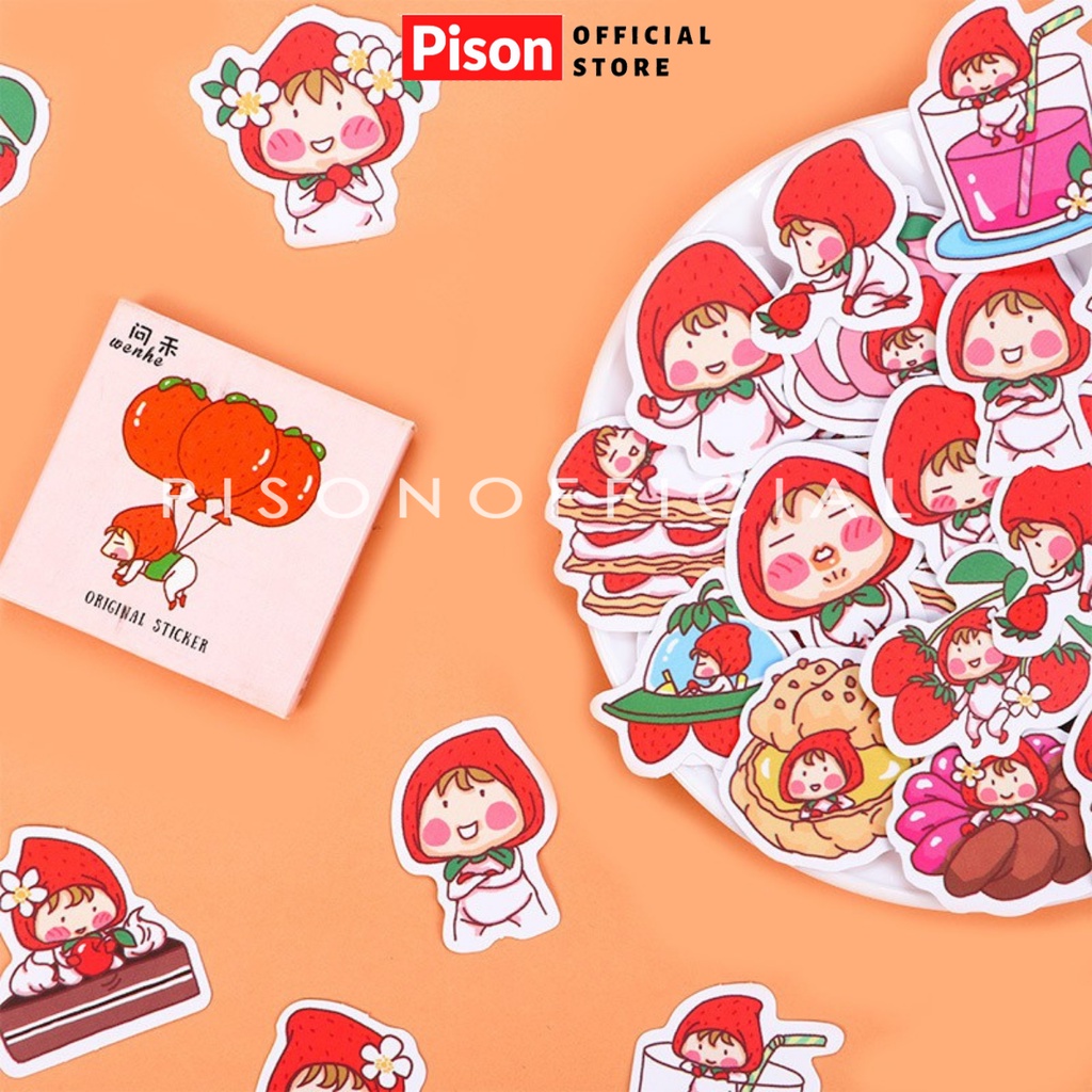 Bộ sticker dán Nón bảo hiểm, vali Pison dễ thương, hình dán cute trang trí đáng yêu giá rẻ – 1 hộp