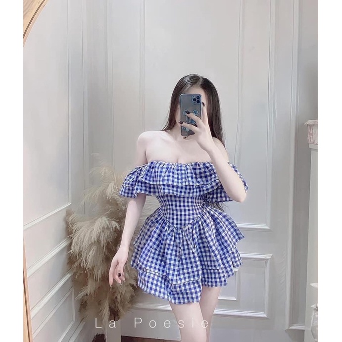 ĐẦM CARO XANH BÈO TRỄ VAI