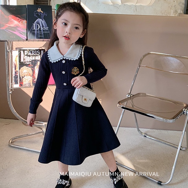 Đầm len tay dài thời trang mùa thu 2021 dành cho bé gái